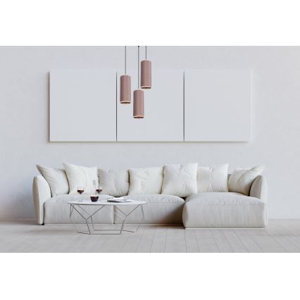 Lampa wisząca na linkach AVALO 3xE27/60W/230V śr. 35 cm różowa/miedziana