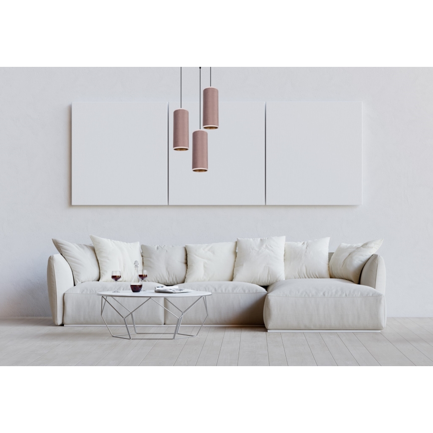 Lampa wisząca na linkach AVALO 3xE27/60W/230V śr. 35 cm różowa/miedziana