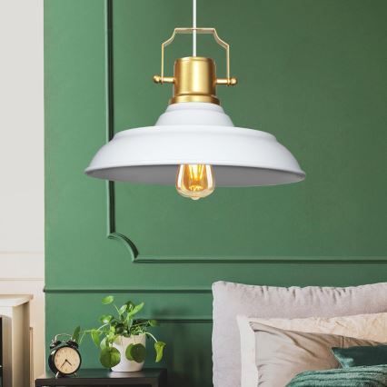 Lampa wisząca AYD 1xE27/40W/230V biała/złota