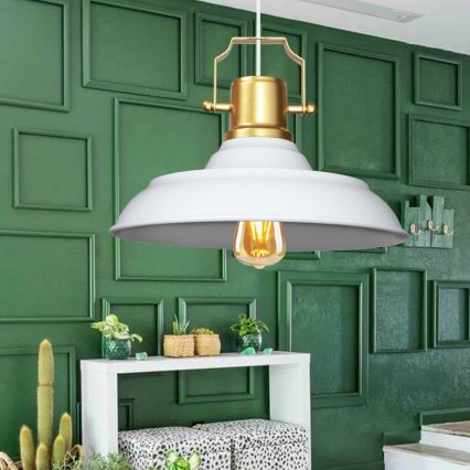 Lampa wisząca AYD 1xE27/40W/230V biała/złota