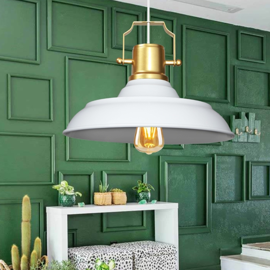 Lampa wisząca AYD 1xE27/40W/230V biała/złota