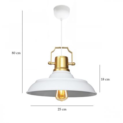 Lampa wisząca AYD 1xE27/40W/230V biała/złota