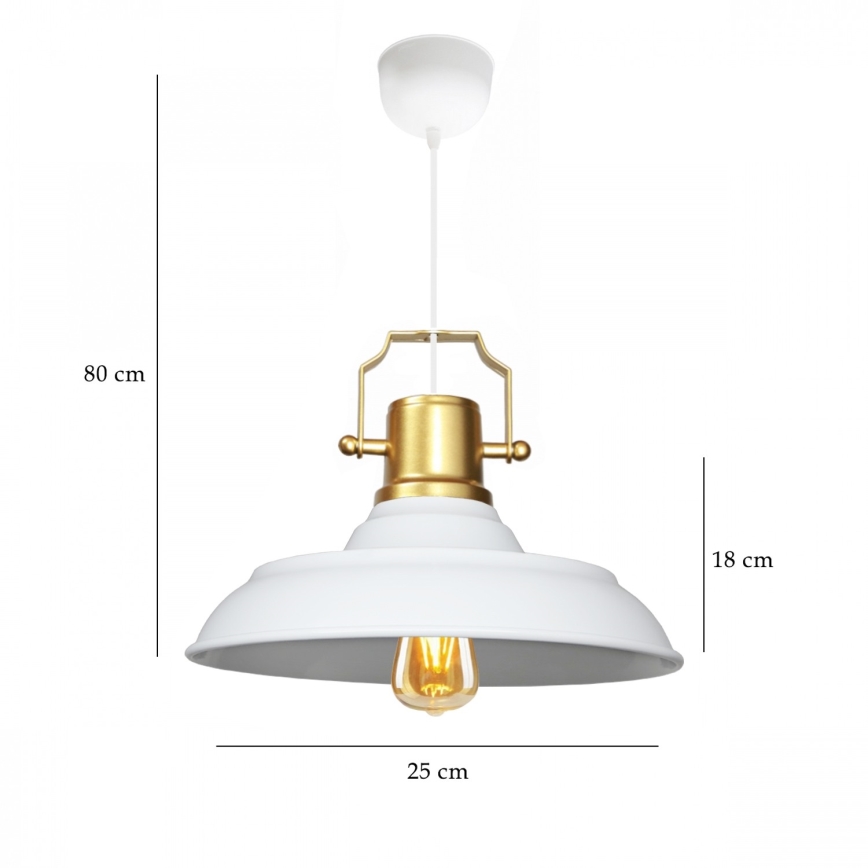 Lampa wisząca AYD 1xE27/40W/230V biała/złota