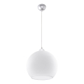 Lampa wisząca BALL na lince 1xE27/15W/230V Ø 30 cm biała/chrom błyszczący