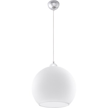 Lampa wisząca BALL na lince 1xE27/15W/230V Ø 30 cm biała/chrom błyszczący