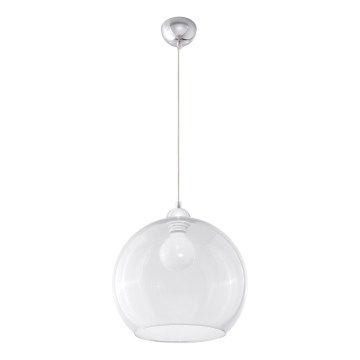 Lampa wisząca BALL na przewodzie 1xE27/15W/230V śr. 30 cm przezroczysta/błyszczący chrom