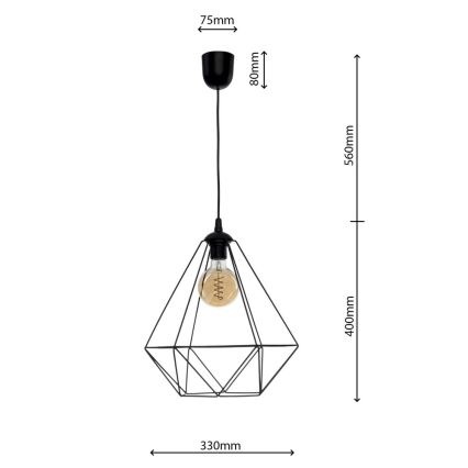 Lampa wisząca BASKET 1xE27/60W/230V czarny