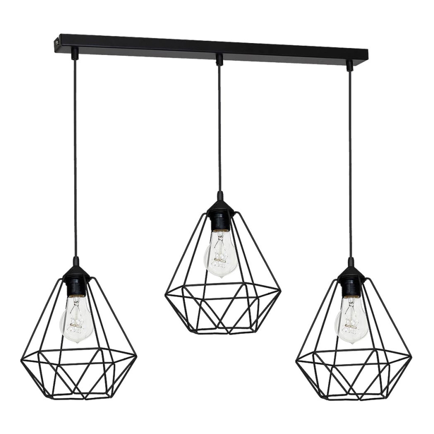 Lampa wisząca BASKET 3xE27/60W/230V czarny