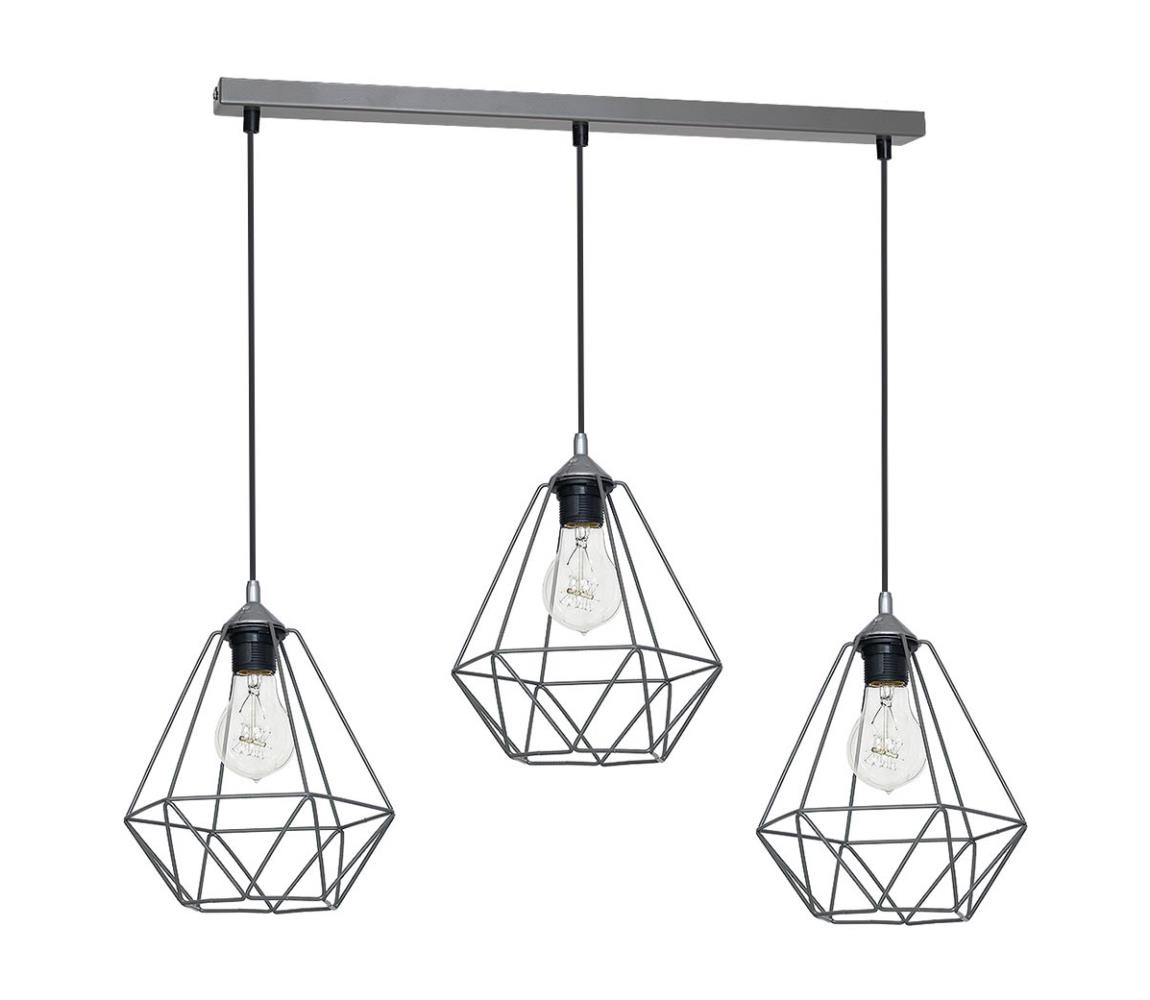 Lampa wisząca BASKET 3xE27/60W/230V szary