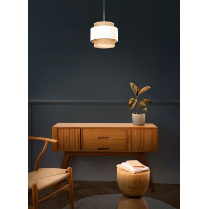 Lampa wisząca BOHO na lince 1xE27/60W/230V śr. 20 cm kremowa/juta