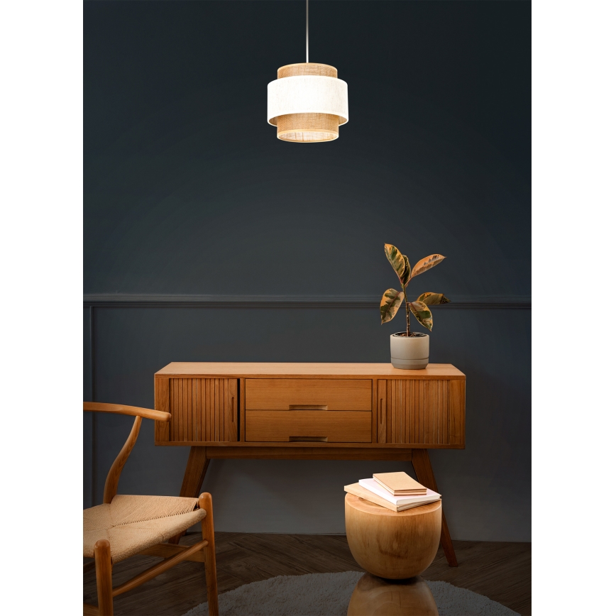 Lampa wisząca BOHO na lince 1xE27/60W/230V śr. 20 cm kremowa/juta