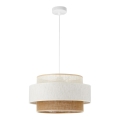 Lampa wisząca BOHO na lince 1xE27/60W/230V śr. 40 cm biały/juta