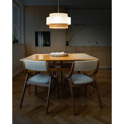 Lampa wisząca BOHO na lince 1xE27/60W/230V śr. 40 cm biały/juta
