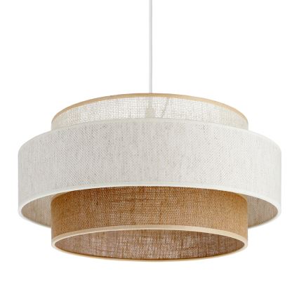 Lampa wisząca BOHO na lince 1xE27/60W/230V śr. 40 cm biały/juta