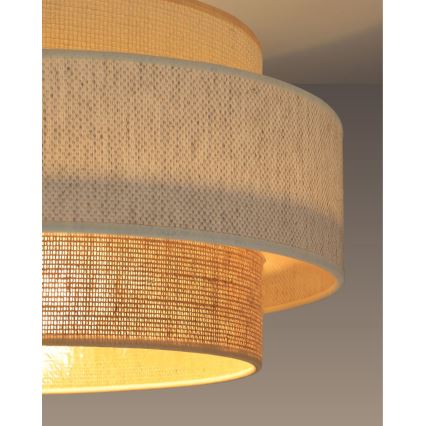 Lampa wisząca BOHO na lince 1xE27/60W/230V śr. 40 cm biały/juta