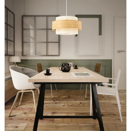 Lampa wisząca BOHO na przewodzie 1xE27/60W/230V śr. 40 cm jutowa/kremowa