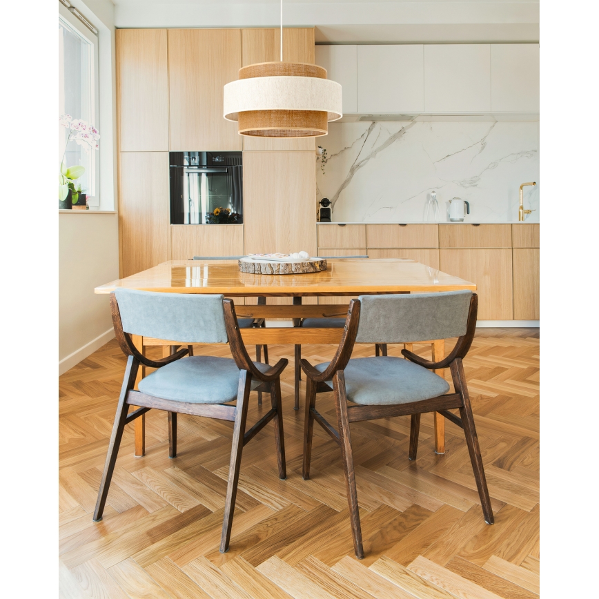 Lampa wisząca BOHO na przewodzie 1xE27/60W/230V śr. 40 cm kremowa/juta