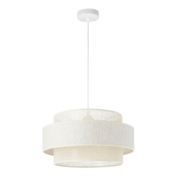 Lampa wisząca BOHO na przewodzie 1xE27/60W/230V śr. 40 cm kremowa/juta