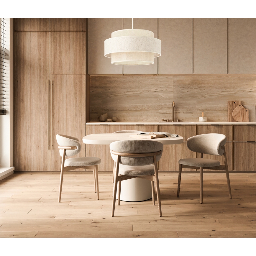 Lampa wisząca BOHO na przewodzie 1xE27/60W/230V śr. 40 cm kremowa/juta