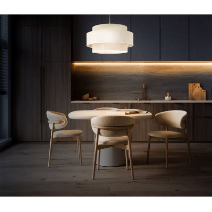 Lampa wisząca BOHO na przewodzie 1xE27/60W/230V śr. 40 cm kremowa/juta