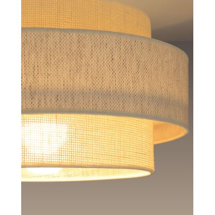 Lampa wisząca BOHO na przewodzie 1xE27/60W/230V śr. 40 cm kremowa/juta