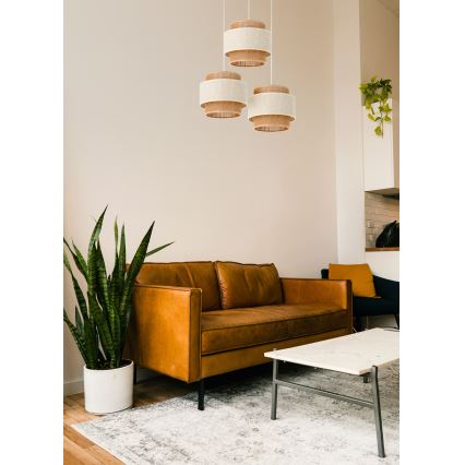 Lampa wisząca BOHO na przewodzie 3xE27/60W/230V kremowa/juta