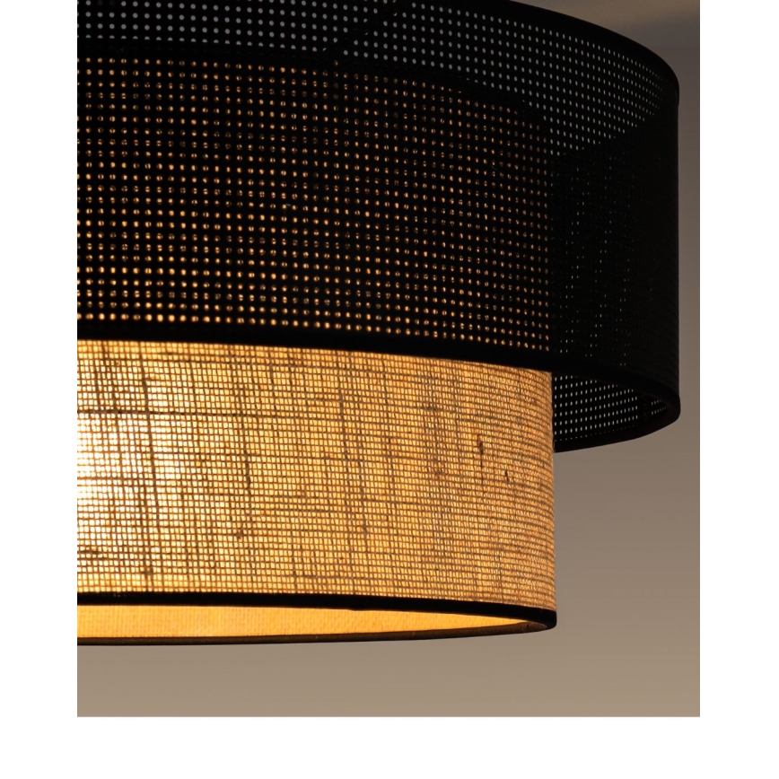 Lampa wisząca BORHO na lince 1xE27/60W/230V Ø 40 cm czarny/juta