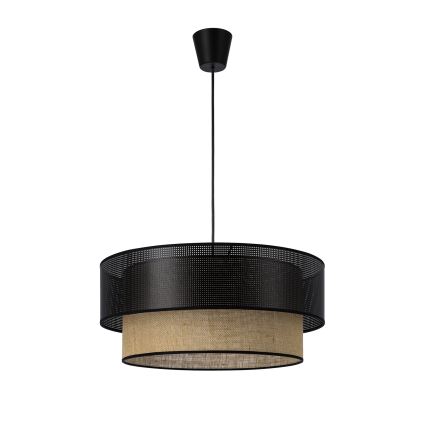 Lampa wisząca BORHO na lince 1xE27/60W/230V Ø 40 cm czarny/juta