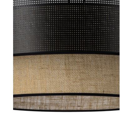 Lampa wisząca BORHO na lince 1xE27/60W/230V Ø 40 cm czarny/juta