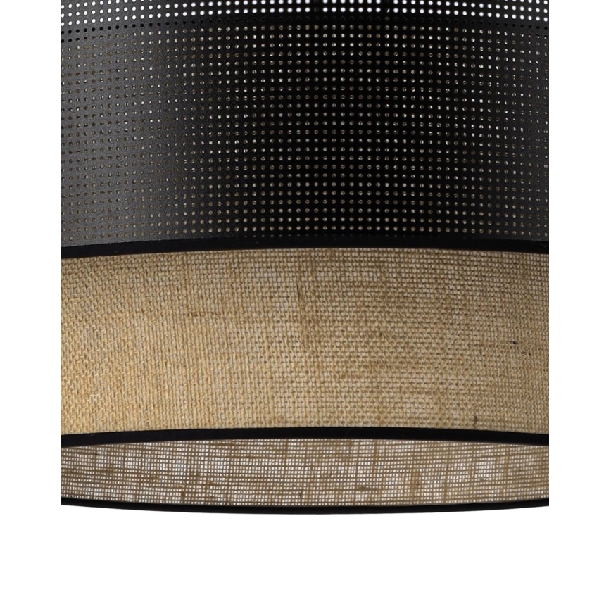 Lampa wisząca BORHO na lince 1xE27/60W/230V Ø 40 cm czarny/juta