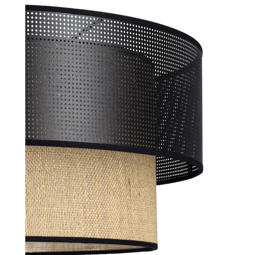 Lampa wisząca BORHO na lince 1xE27/60W/230V Ø 40 cm czarny/juta