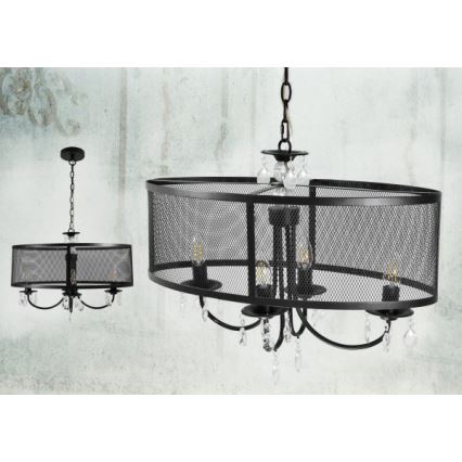 Żyrandol na łańcuchu BRESSO 4xE14/12W/230V czarny