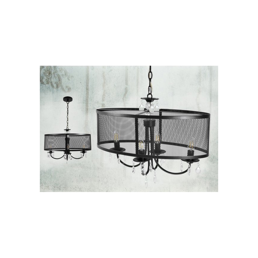 Żyrandol na łańcuchu BRESSO 4xE14/12W/230V czarny