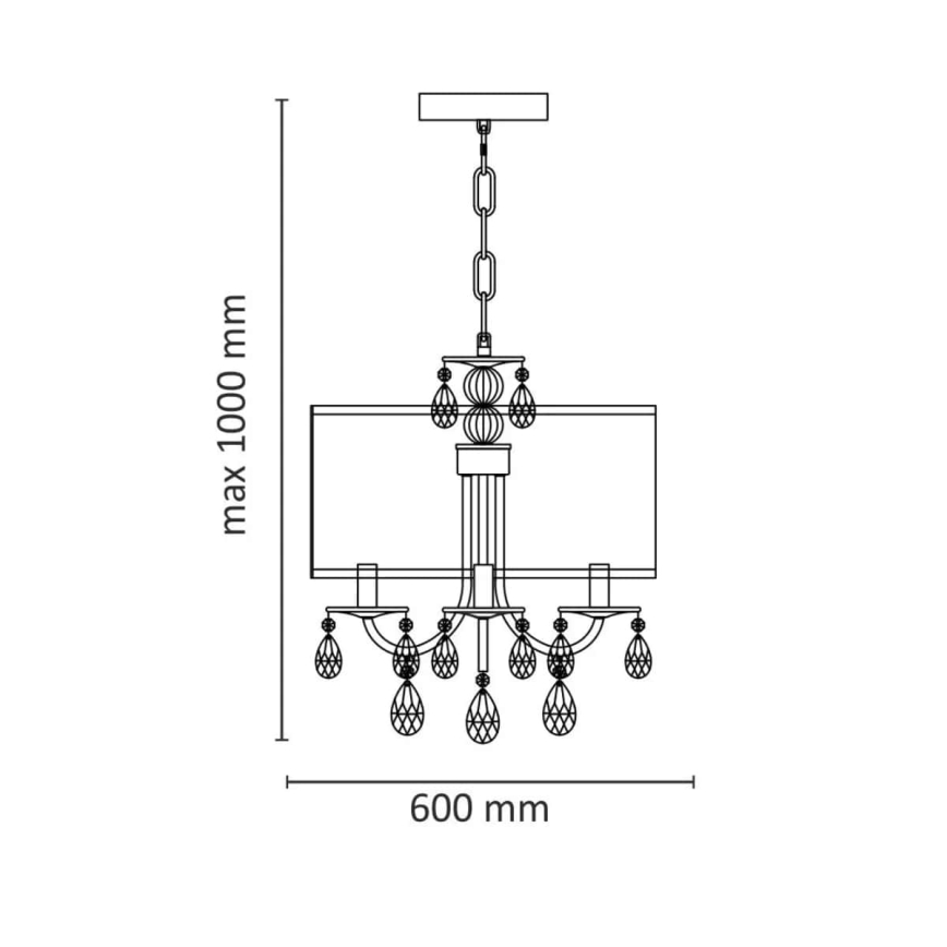 Żyrandol na łańcuchu BRESSO 4xE14/12W/230V czarny