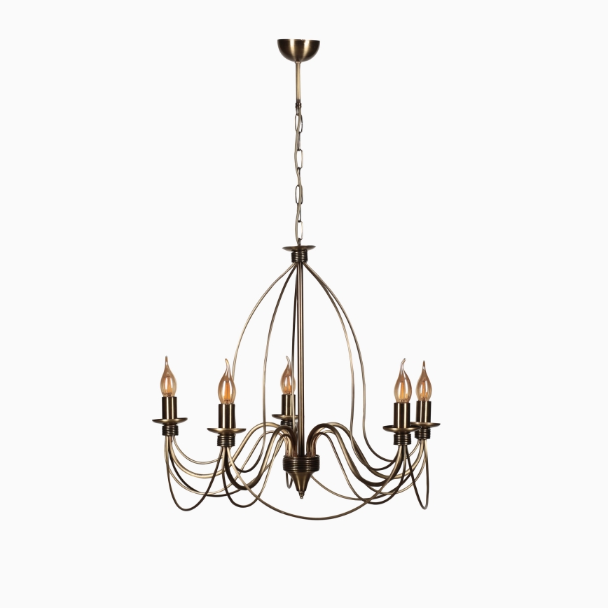 Lampa wisząca CLASSIC 5xE14/40W/230V w kolorze brązu
