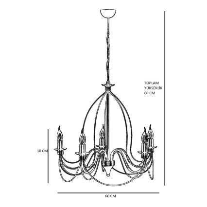 Lampa wisząca CLASSIC 5xE14/40W/230V w kolorze brązu