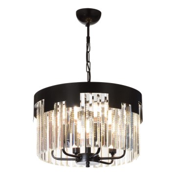 Lampa wisząca CRYSTALLINE 6xE27/40W/230V Czarna