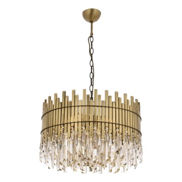 Lampa wisząca CRYSTALLINE 8xE27/40W/230V pr. 60 cm mosiądz