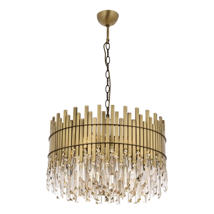 Lampa wisząca CRYSTALLINE 8xE27/40W/230V pr. 60 cm mosiądz