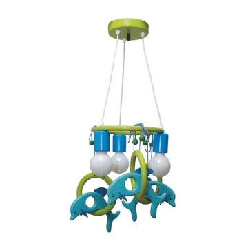 Lampa wisząca DELFIN 3xE27/60W/230V jasny niebieski/ zielony