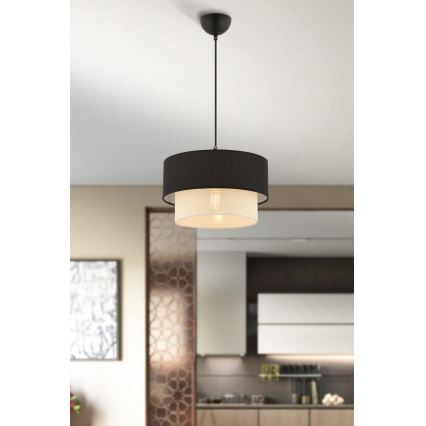 Lampa wisząca ECHO 1xE27/60W/230V czarna/kremowa