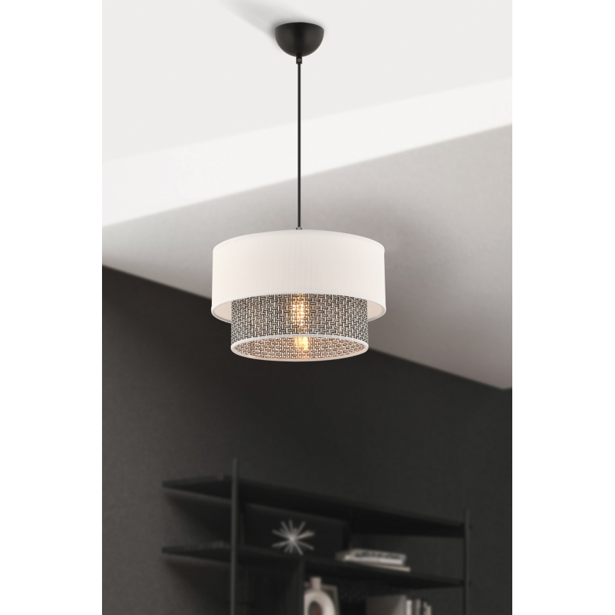 Lampa wisząca ECHO na lince 1xE27/60W/230V kremowa/szara