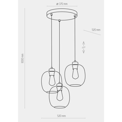 Lampa wisząca na linkach ELIO 3xE27/15W/230V