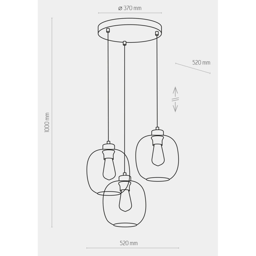 Lampa wisząca na linkach ELIO 3xE27/15W/230V