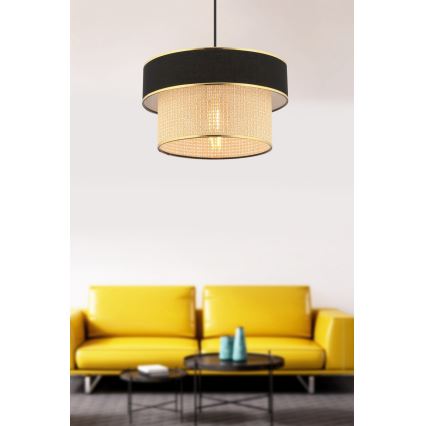 Lampa wisząca ERO na lince 1xE27/60W/230V czarna/beżowa