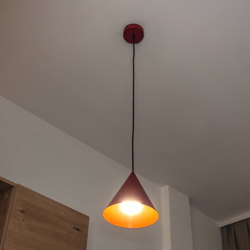 Lampa wisząca ETNA na przewodzie 1xE27/15W/230V Ø 18,5 cm czerwona