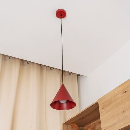 Lampa wisząca ETNA na przewodzie 1xE27/15W/230V Ø 18,5 cm czerwona