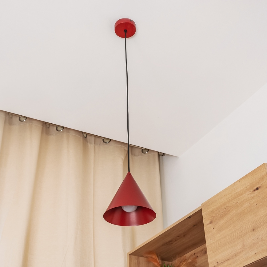 Lampa wisząca ETNA na przewodzie 1xE27/15W/230V Ø 18,5 cm czerwona