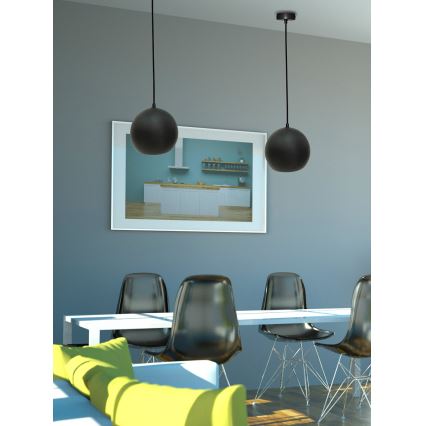 Lampa wisząca na linkę FLEN 1xE27/40W/230V śr. 20 cm czarna
