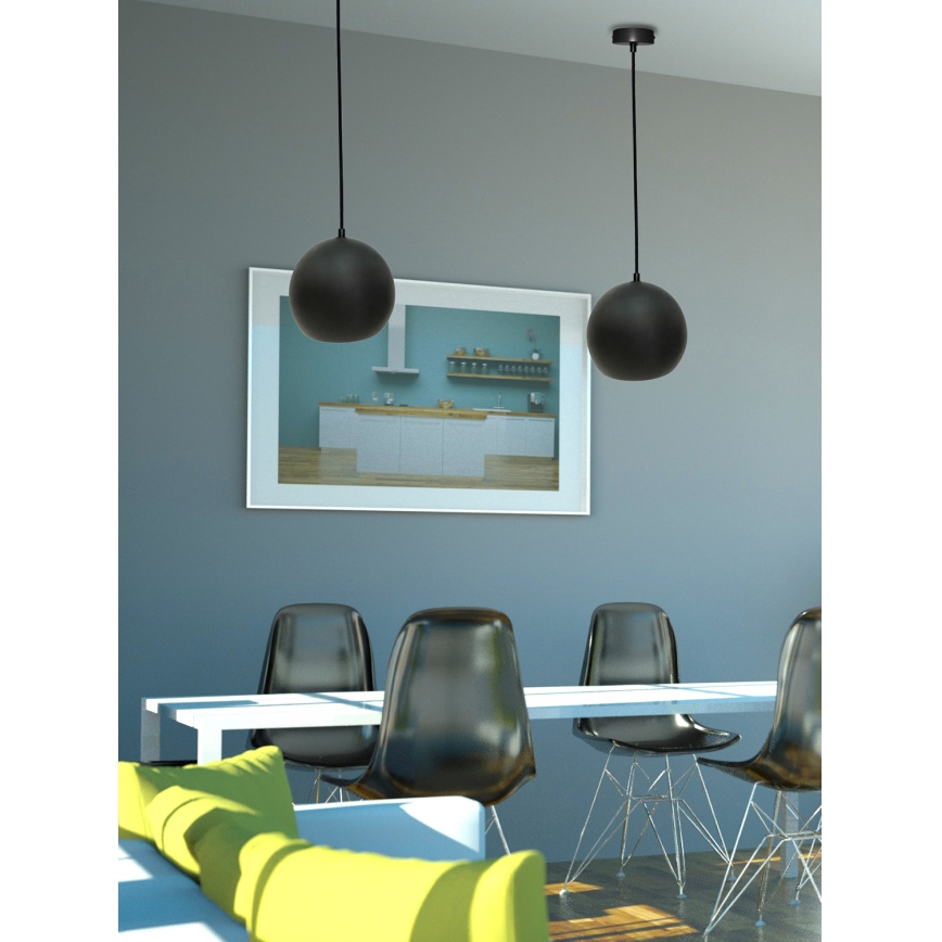 Lampa wisząca na linkę FLEN 1xE27/40W/230V śr. 20 cm czarna